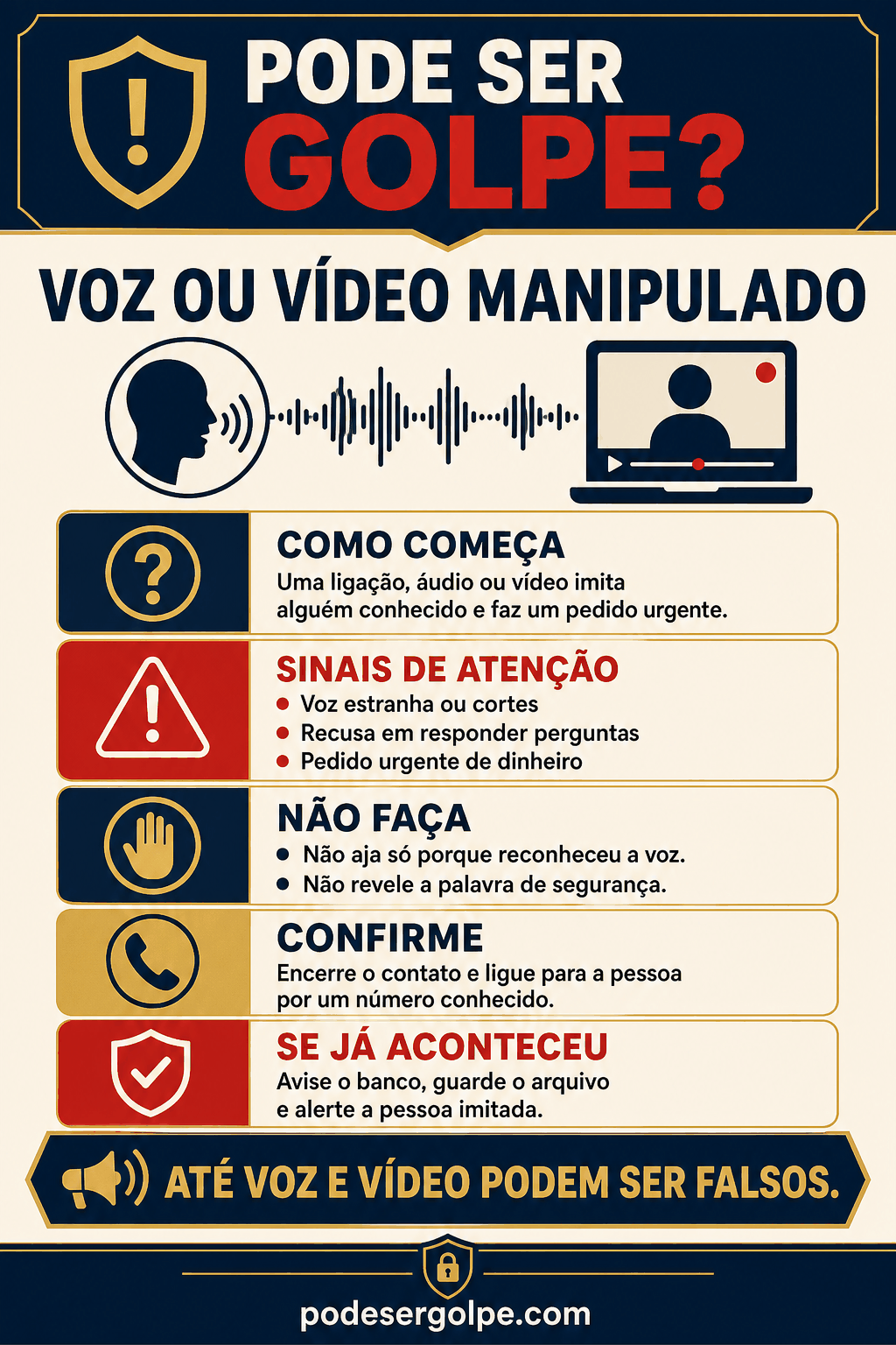 Cartaz: Voz ou vídeo manipulado