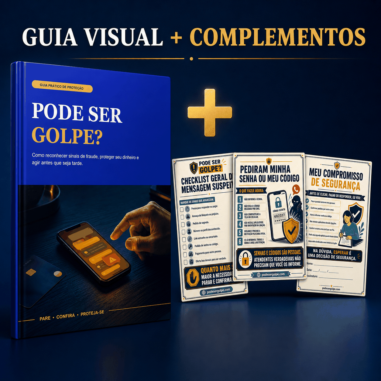 Guia Visual Pode Ser Golpe com materiais complementares