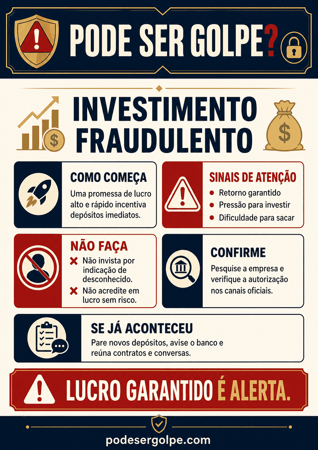 Cartaz: Investimento fraudulento